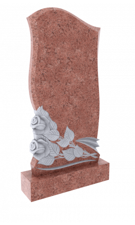 Памятник из красного гранита с розами 1186